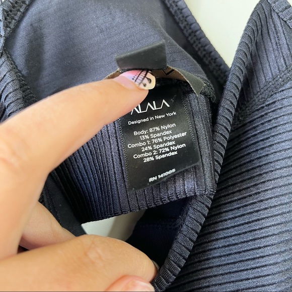 Alala rays rib black wet look Athletic sports bra - Picture 5 of 8